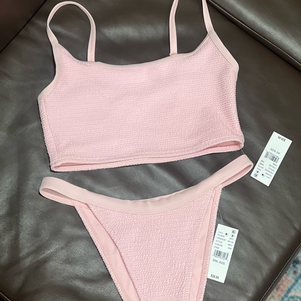 PacSun Light Pink Textured bikini